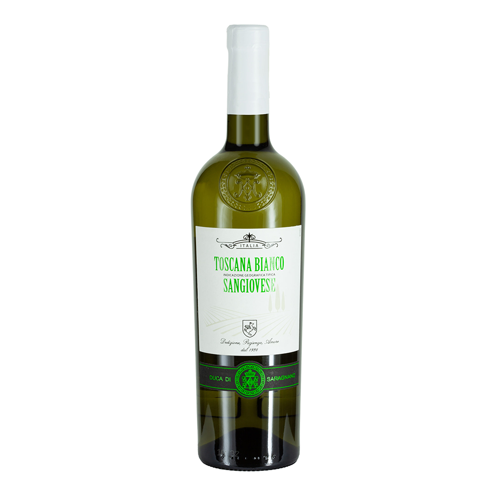 Duca di Saragnano Sangiovese Toscana Bianco IGT, 2024, halbtrocken, sortenreines Weinpaket + VINOX Winecards (6x0,75l)