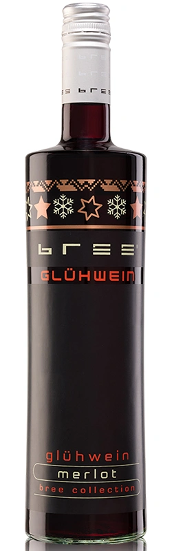 Bree Glühwein Merlot Einzelflasche freigestellt vor weißem Hintergrund