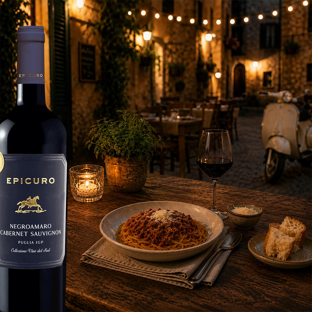 AKTIONSWEIN 1: Epicuro Negroamaro Cabernet Sauvignon, halbtrocken, 2022, sortenreines Weinpaket (6x0,75l)