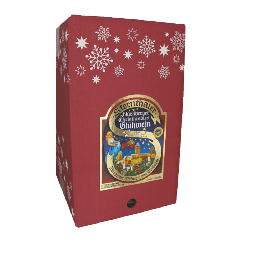 Sternthaler Nürnberger Christkindles Glühwein Weiß Bag-in-Box + VINOX Winecards, 10l