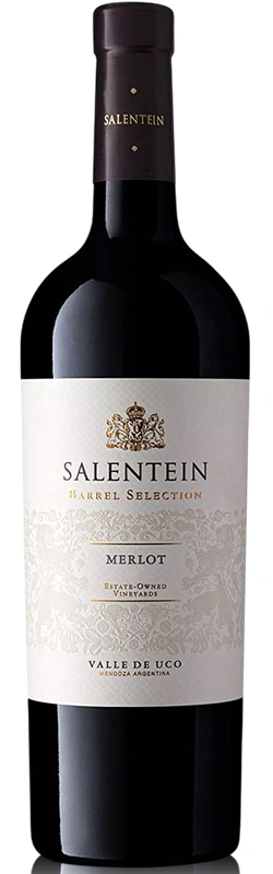 Bodegas Salentein Barrel Selection Merlot Flasche vor weißem, freigestelltem Hintergrund als Produktaufnahme