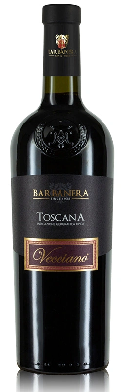 Flasche Barbanera Vecciano Toscana Rosso isoliert vor weißem Hintergrund im Studio aufgenommen