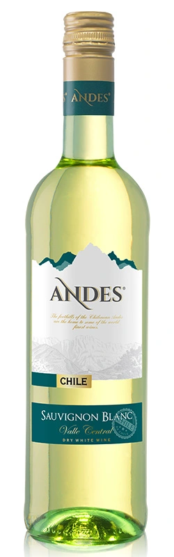 Einzelflasche Andes Sauvignon Blanc vor weißem Hintergrund