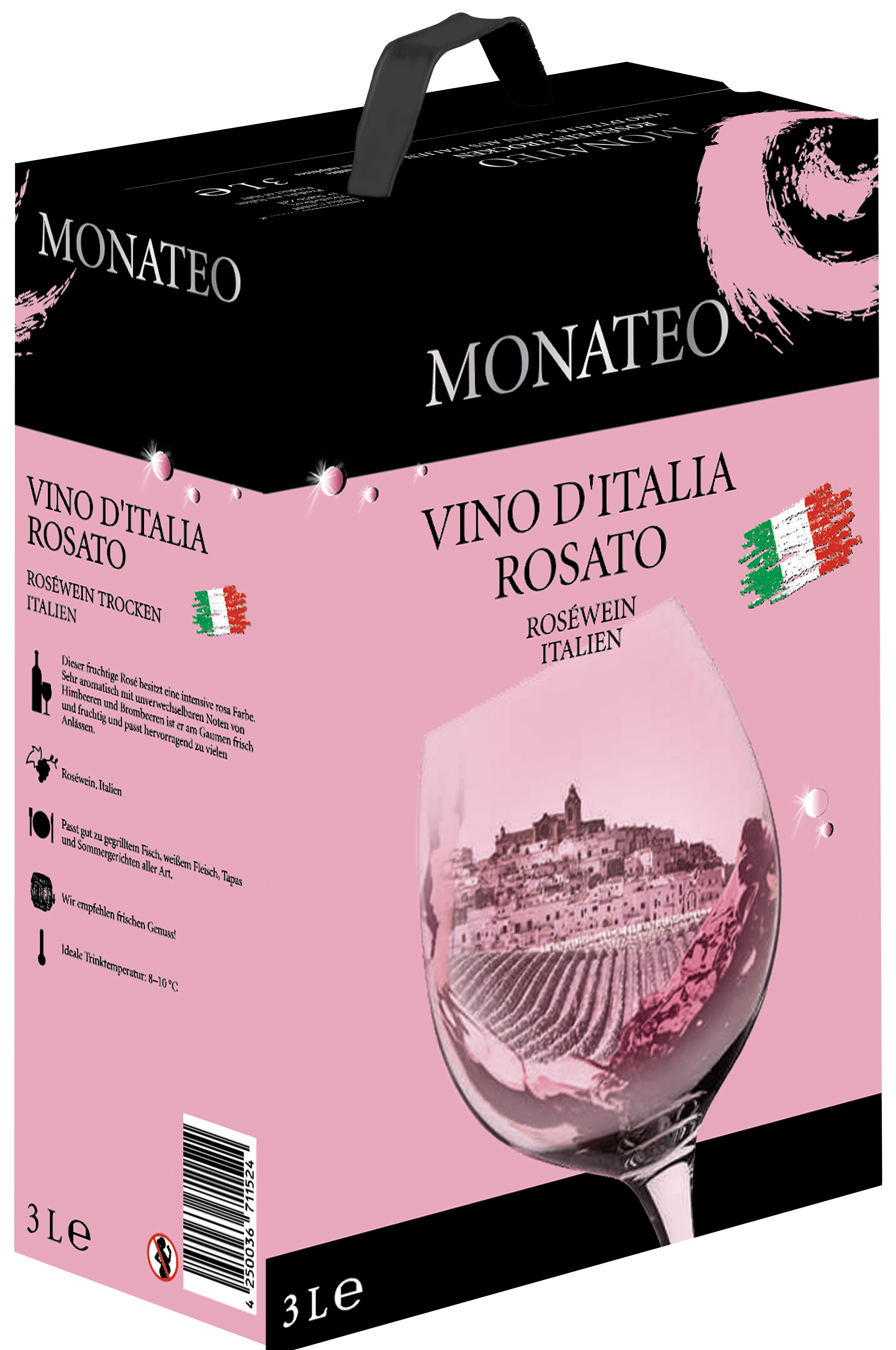 Monateo Primitivo Rosé Puglia, trocken, 2024, Bag-in-Box, 3,0l