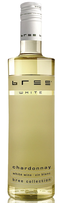 Kleine 0,25-Liter-Flasche Bree Chardonnay als hochwertige Produktaufnahme vor weißem Hintergrund mit deutlich erkennbarem Etikett und kompakter Flaschenform