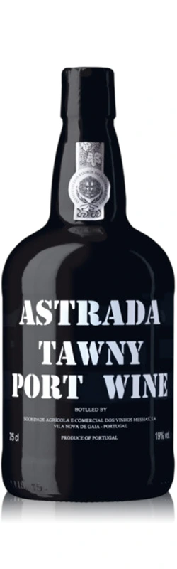 Einzelflasche Astrada Tawny Port freigestellt vor weißem Hintergrund