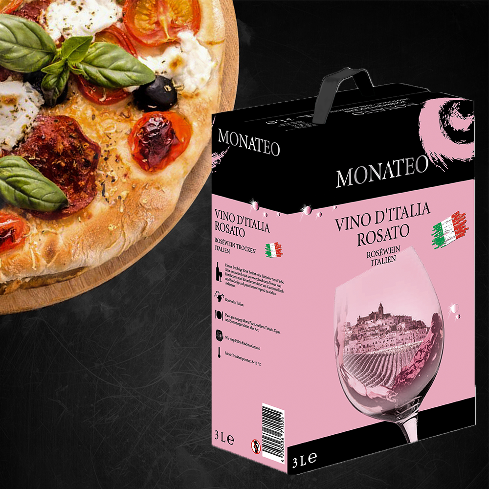 Monateo Vino D'Italia Rosato, trocken, 2024, Bag-in-Box, 3,0l