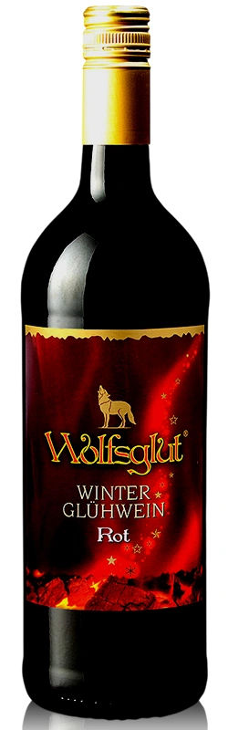 Wolfsglut Rotwein freigestellt vor weißem Hintergrund