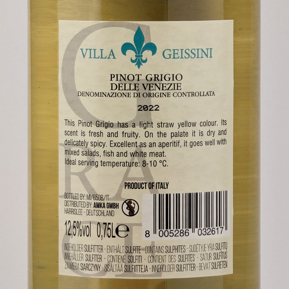 Villa Geissini GRACE Pinot Grigio, trocken, 2022, 0,75l