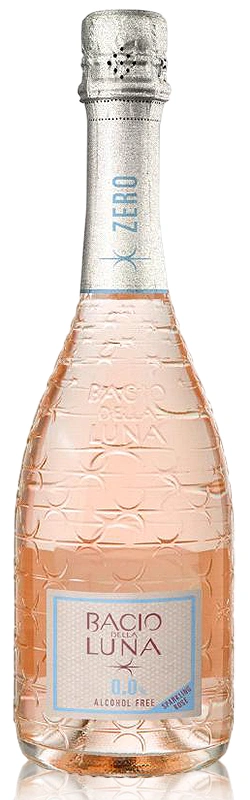 Flasche Bacio della Luna Sparkling Rosé 0,0% freigestellt vor weißem Hintergrund als Produktbild