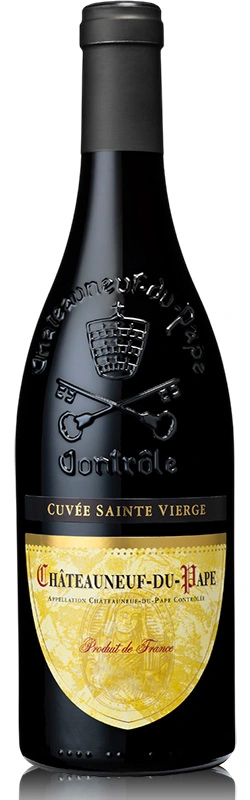 Flasche Sainte Vierge Châteauneuf-du-Pape vor weißem Hintergrund als Produktbild