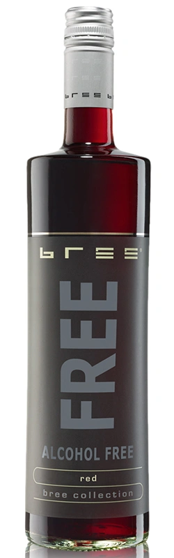 Bree Free Rot alkoholfrei als hochwertige Produktaufnahme vor weißem Hintergrund mit klar sichtbarem Etikett und eleganter Flaschenansicht