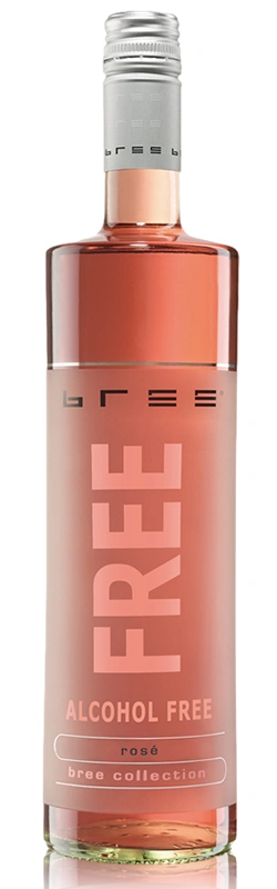 Bree Free Rosé alkoholfrei als hochwertige Produktaufnahme vor weißem Hintergrund mit klar sichtbarem Etikett und eleganter Flaschenansicht