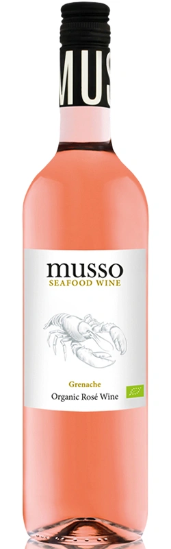 Musso Grenache Bio Roséwein freigestellt vor weißem Hintergrund