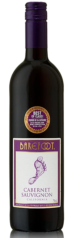 Barefoot Cabernet Sauvignon Rotwein Einzelflasche freigestellt auf weißem Hintergrund