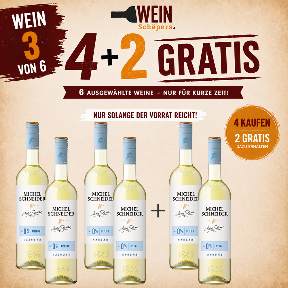 AKTIONSWEIN 3: Michel Schneider Riesling, alkoholfrei, sortenreines Weinpaket (6x0,75l)