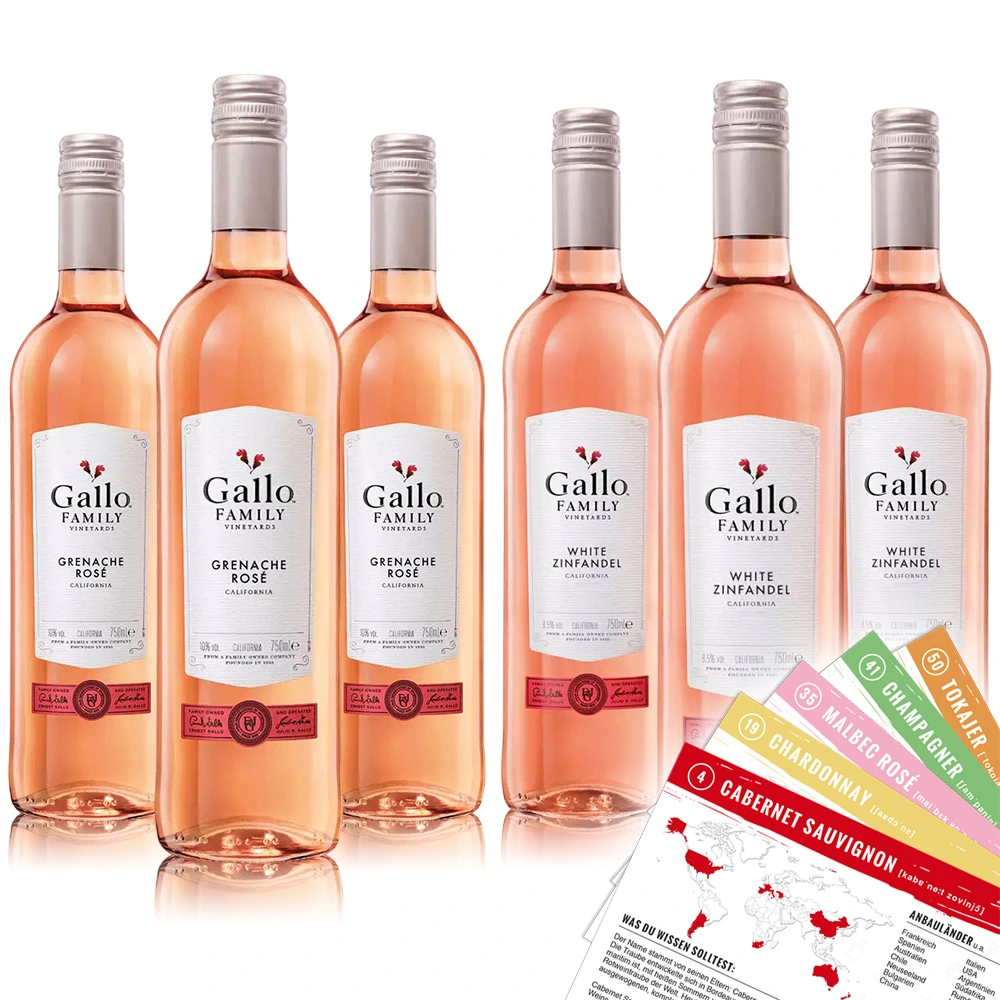 Gallo Probierpaket Rosé + VINOX Winecards (6x0,75l)