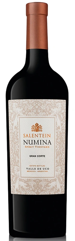 Bodegas Salentein Numina Gran Corte Flasche vor weißem, freigestelltem Hintergrund als Produktaufnahme