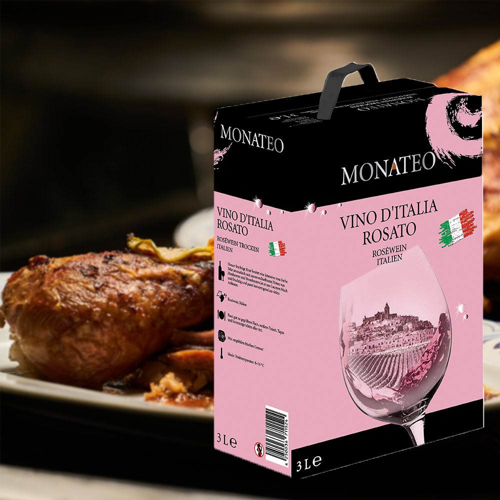 Monateo Vino D'Italia Rosato, trocken, 2024, Bag-in-Box, 3,0l