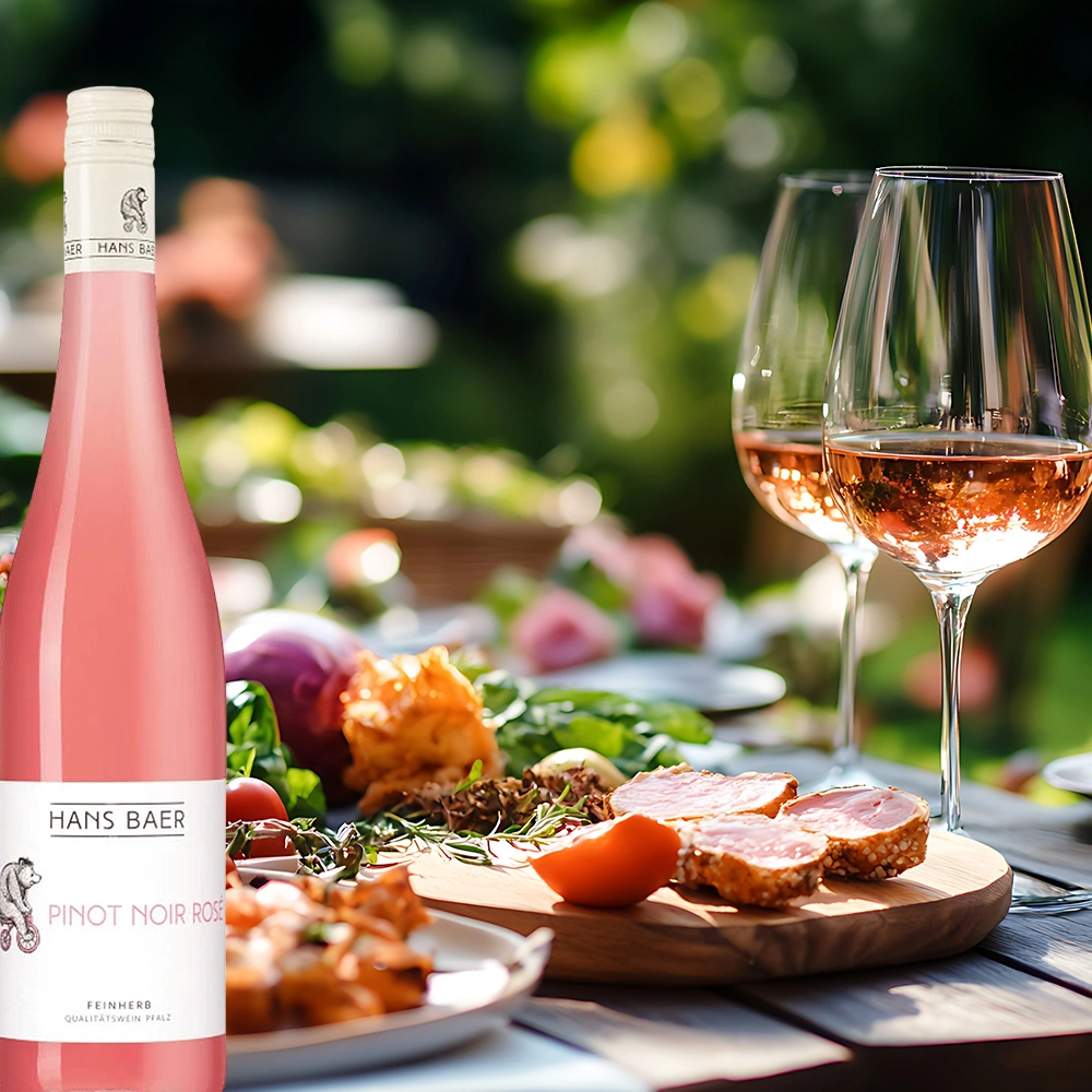 AKTIONSWEIN 2: Hans Baer Pinot Noir Rosé QbA, feinherb, 2022, sortenreines Weinpaket (6x0,75l)