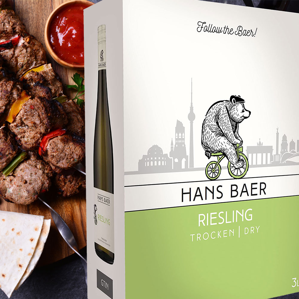 Hans Baer Riesling, trocken, 3 Liter Bag-in-Box