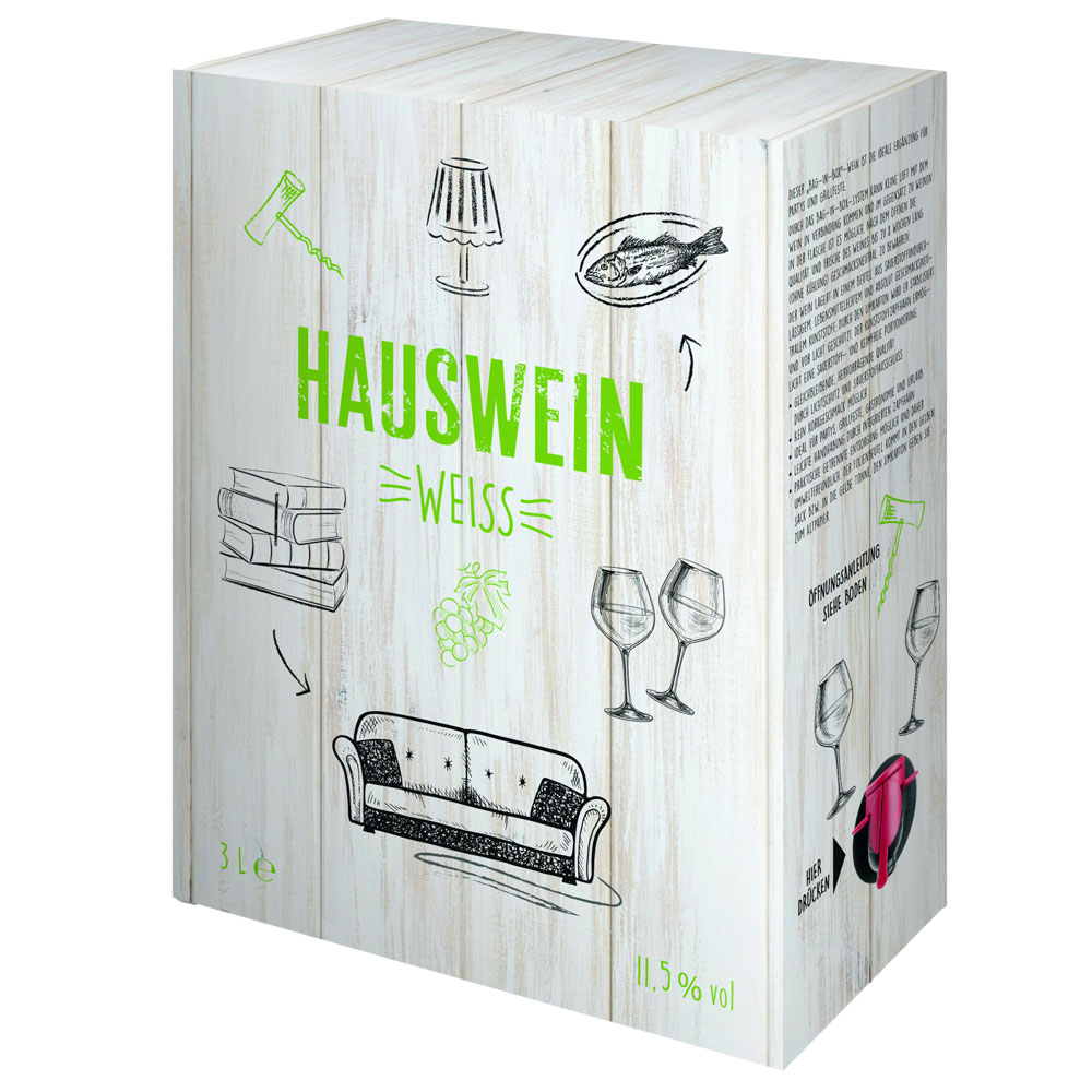 Hauswein Bag-in-Box Probierpaket, halbtrocken (4 x 3 Liter)